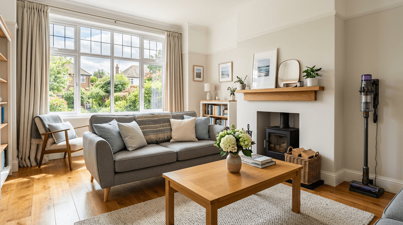 Professional cleaning services in a tidy UK home