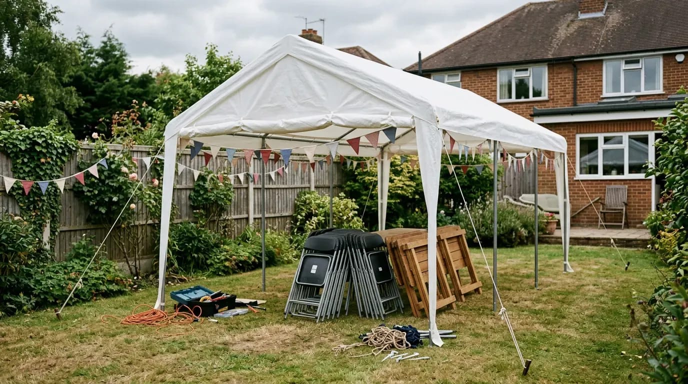 Marquee and outdoor event setup in a UK garden [dedupe:taskino:service-category:event-services:banner]