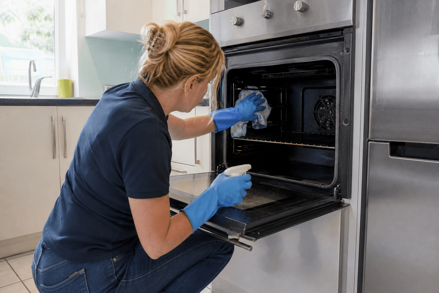 Professional oven degreasing in a UK kitchen