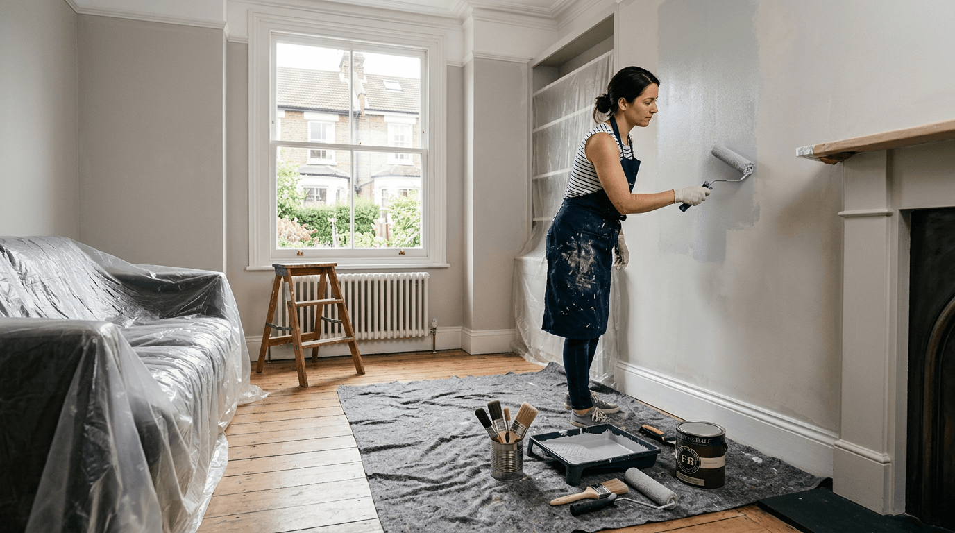 Home renovation in progress - painting walls