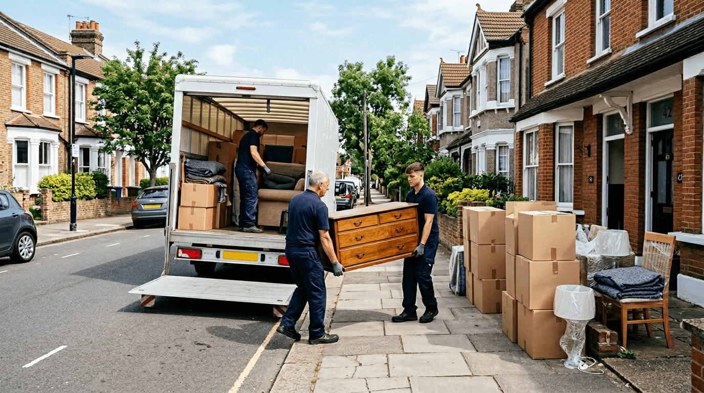 Removals van with furniture