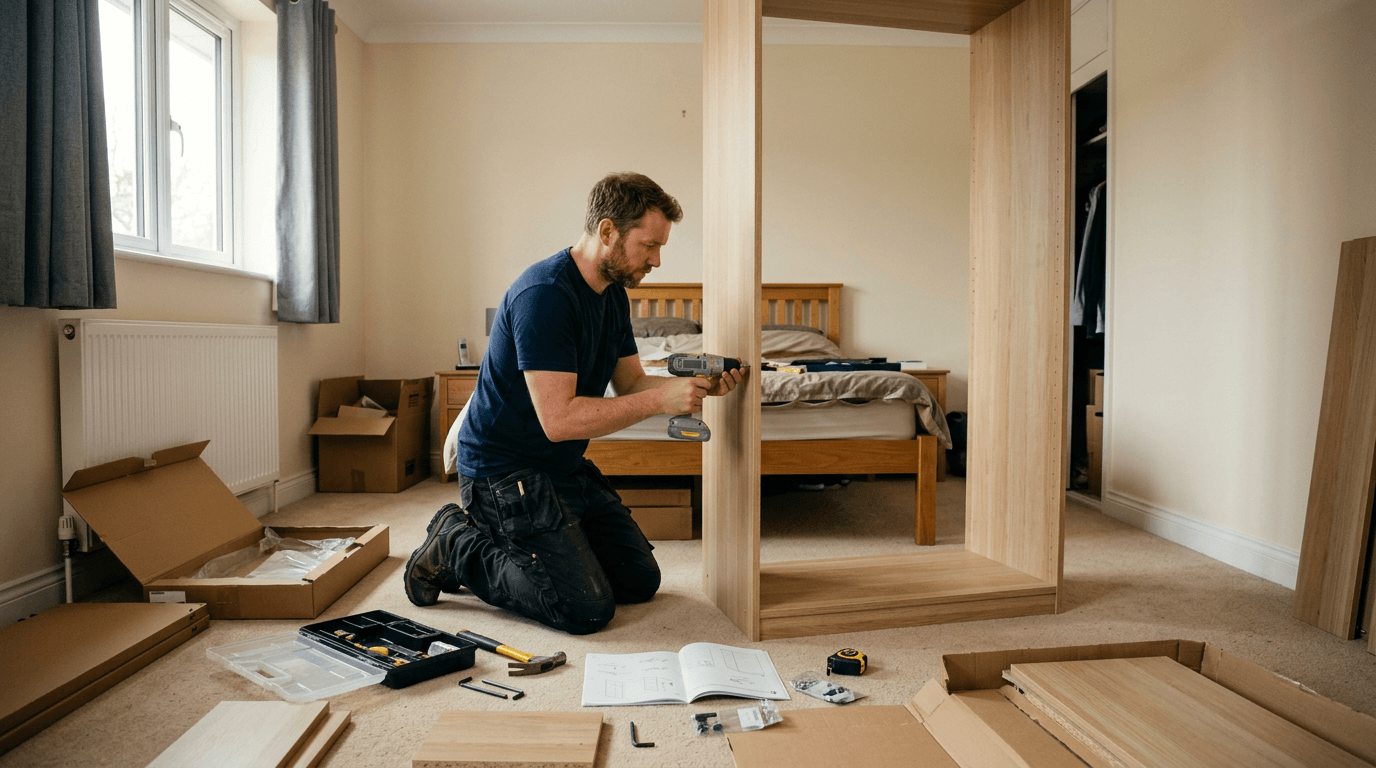 Flat-pack furniture assembly and installation