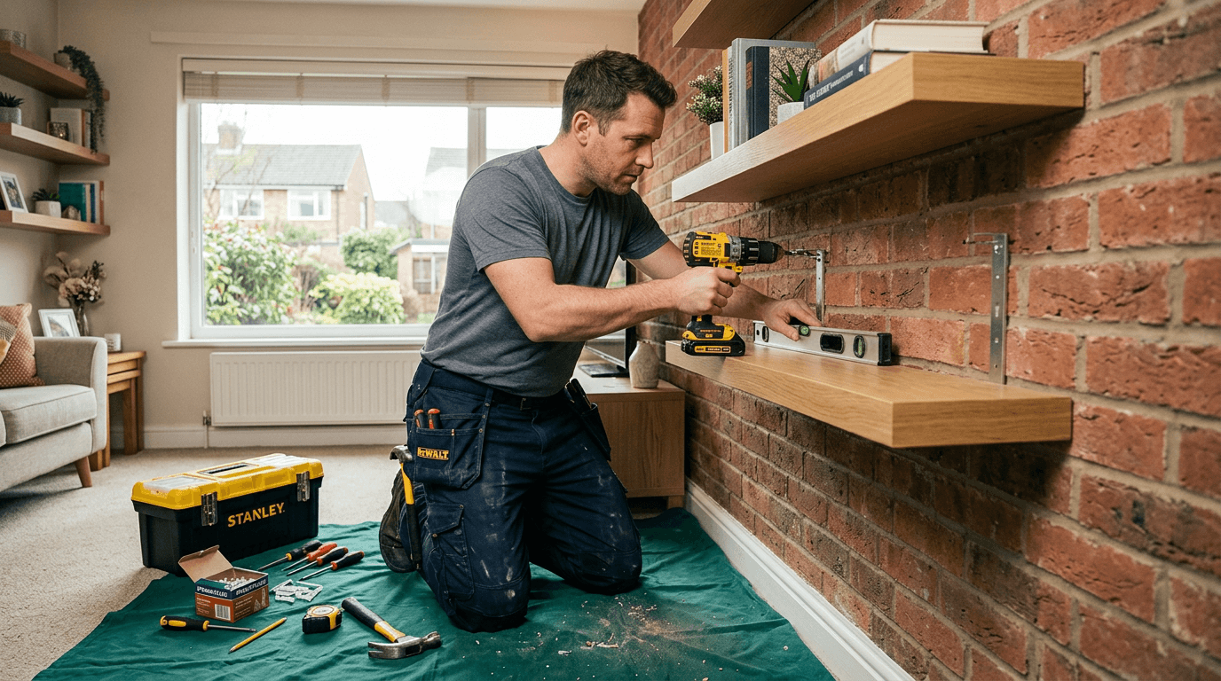 Shelving and wall fixings installation