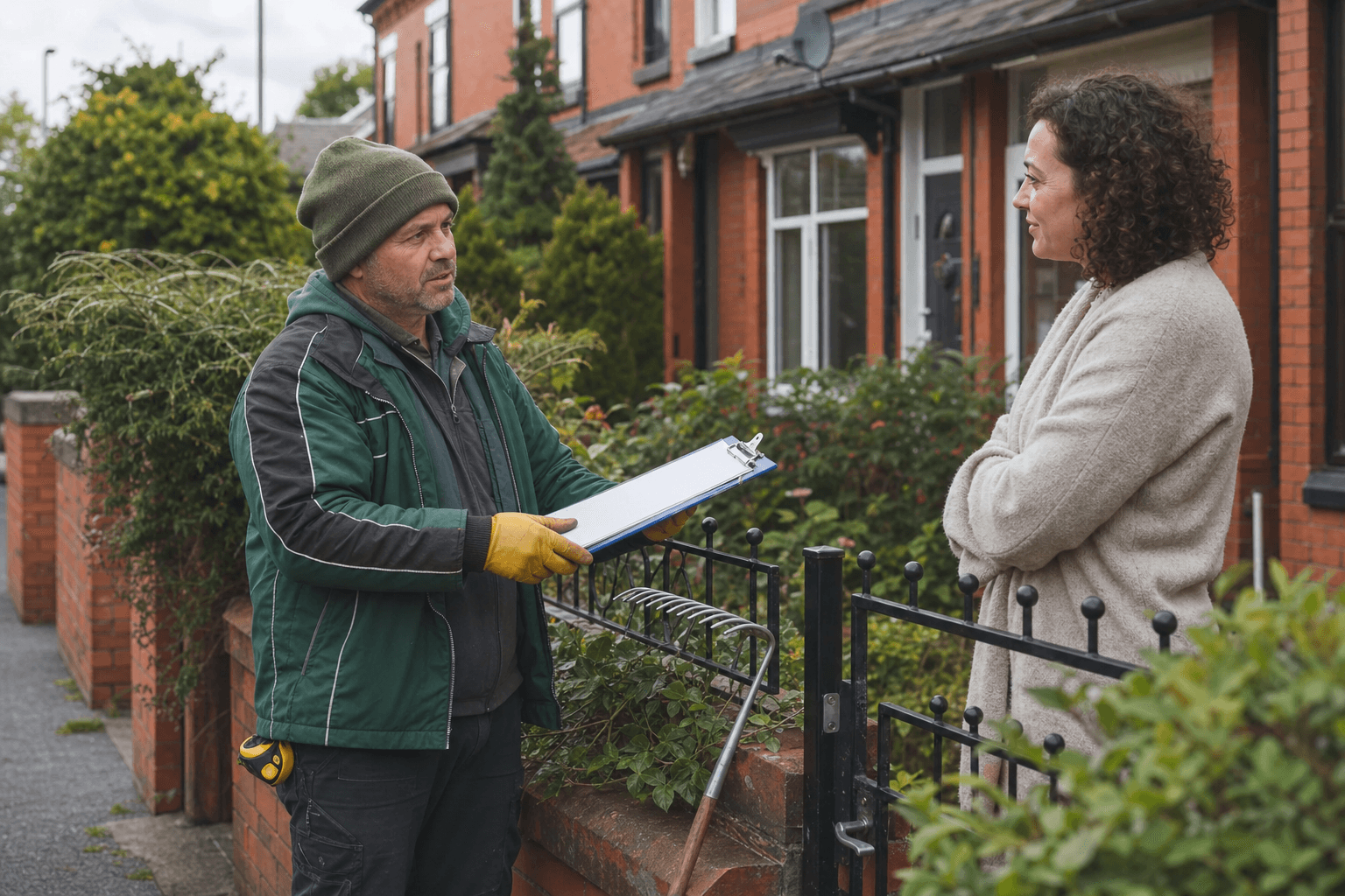 UK gardener quoting garden work on a terraced property