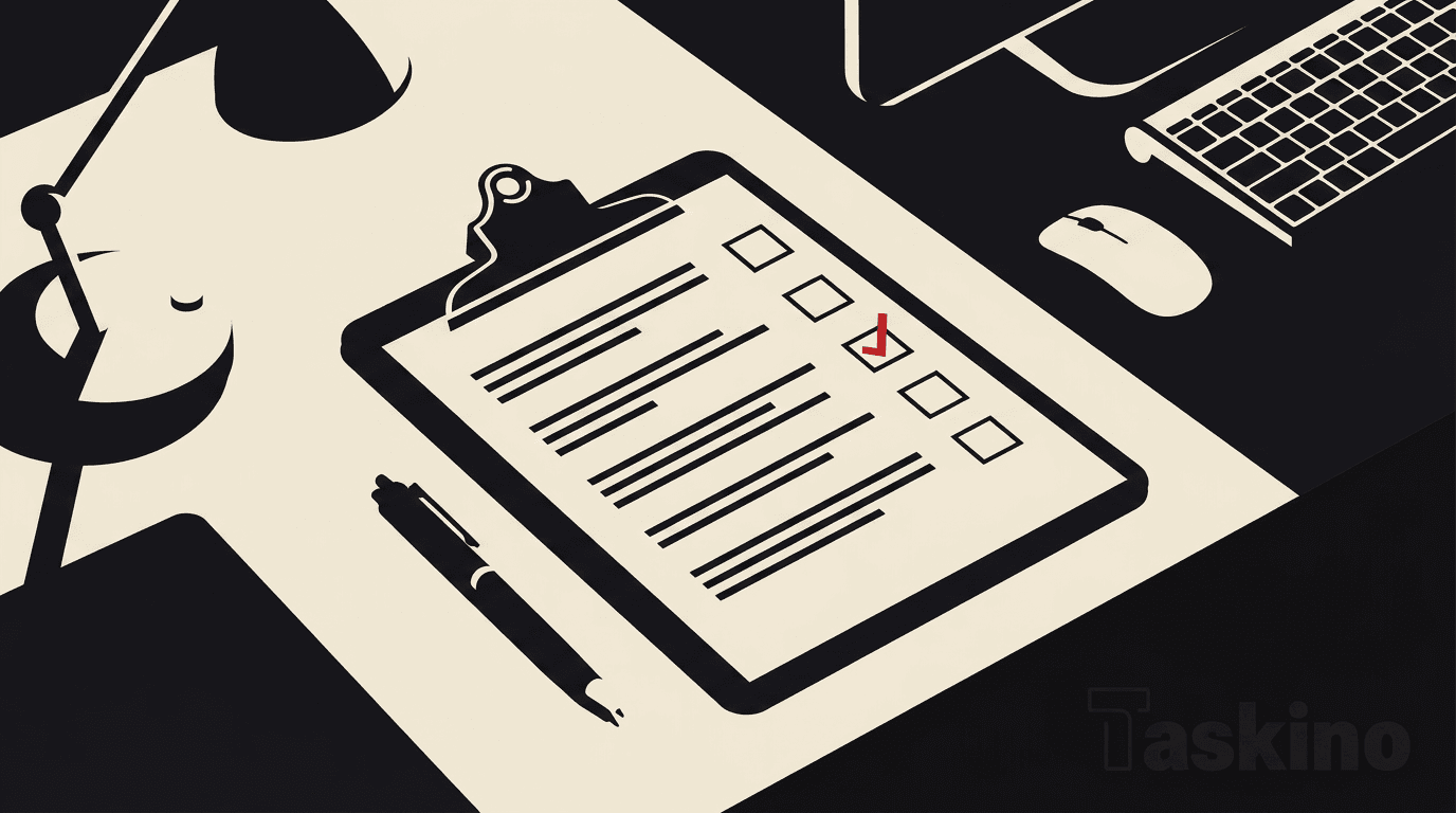 Illustration of an office cleaning checklist, by Taskino